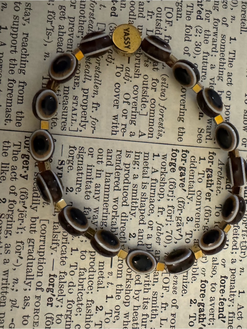Yassy Brown and Gold Oval Bead Bracelet